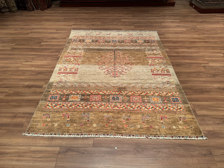 Khorjin Original Hand Woven Beige Vegetable Dyed Wool Carpet 176x237 4.17 Square Meters - 6x9 ft