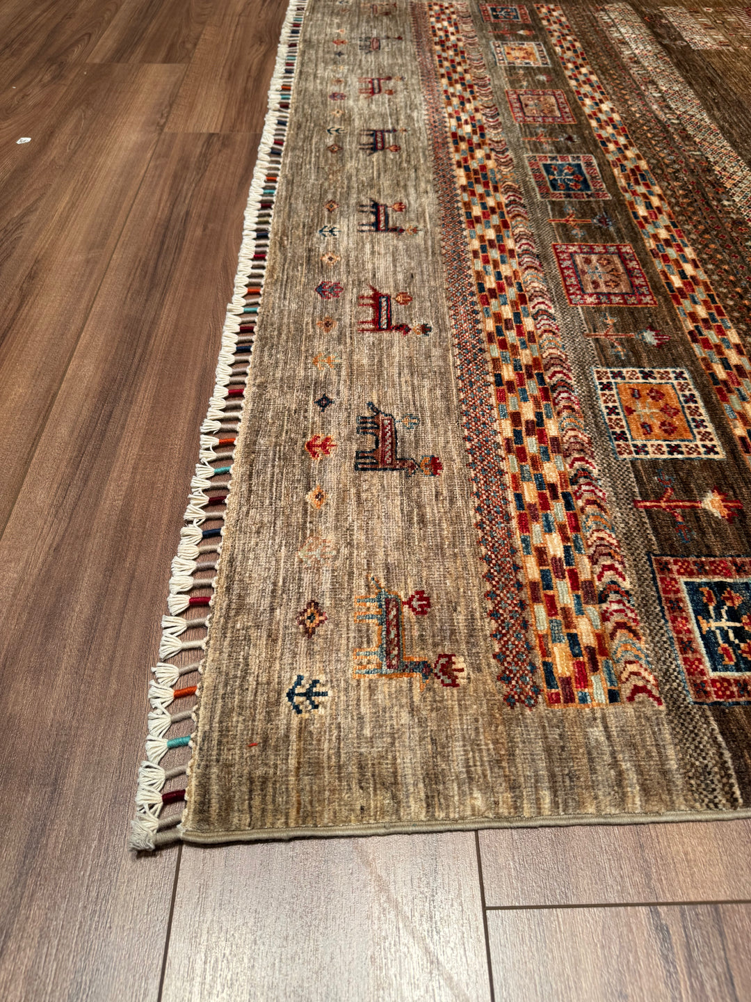 Khorjin Original Hand Woven Beige Vegetable Dyed Wool Carpet 176x237 4.17 Square Meters - 6x9 ft