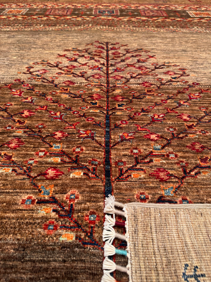 Khorjin Original Hand Woven Beige Vegetable Dyed Wool Carpet 176x237 4.17 Square Meters - 6x9 ft