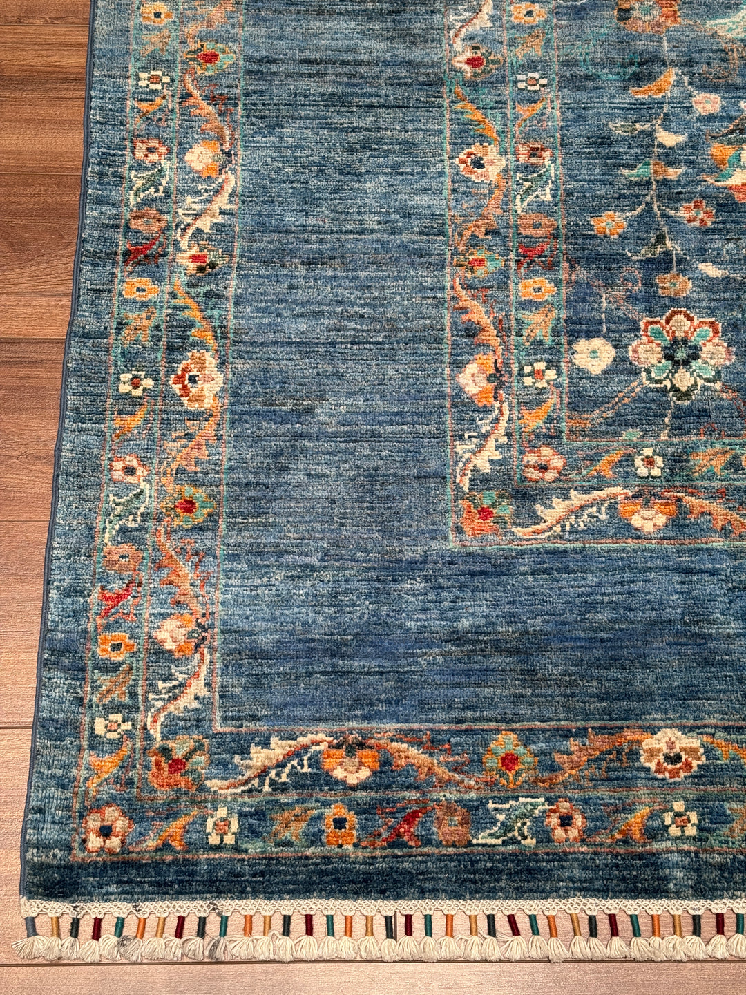 Sultani Binbirgece Orijinal El Dokuması Mavi Kök Boya Yün Halı 249x323 8.04 Metrekare - 8x10 ft