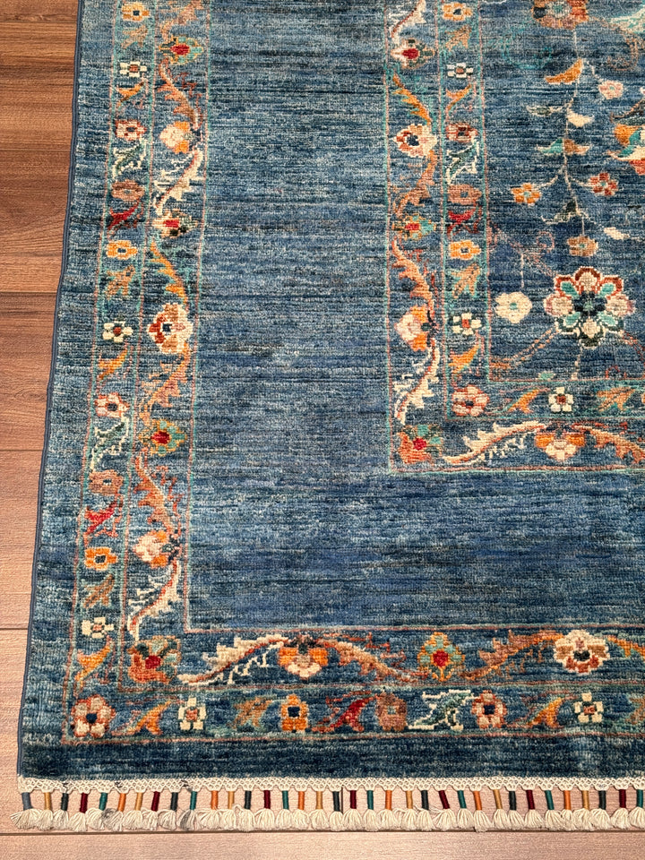 Sultani Binbirgece Orijinal El Dokuması Mavi Kök Boya Yün Halı 249x323 8.04 Metrekare - 8x10 ft