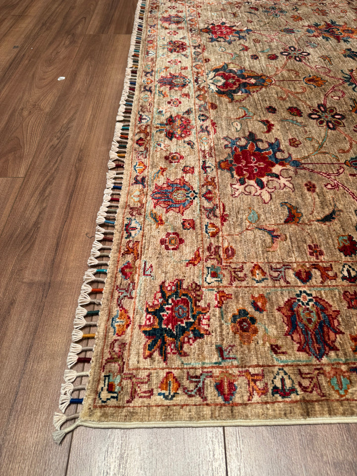 Sultani Binbirgece Original Hand Woven Beige Vegetable Dyed Wool Carpet 173x233 4.03 Square Meters - 5x6 ft