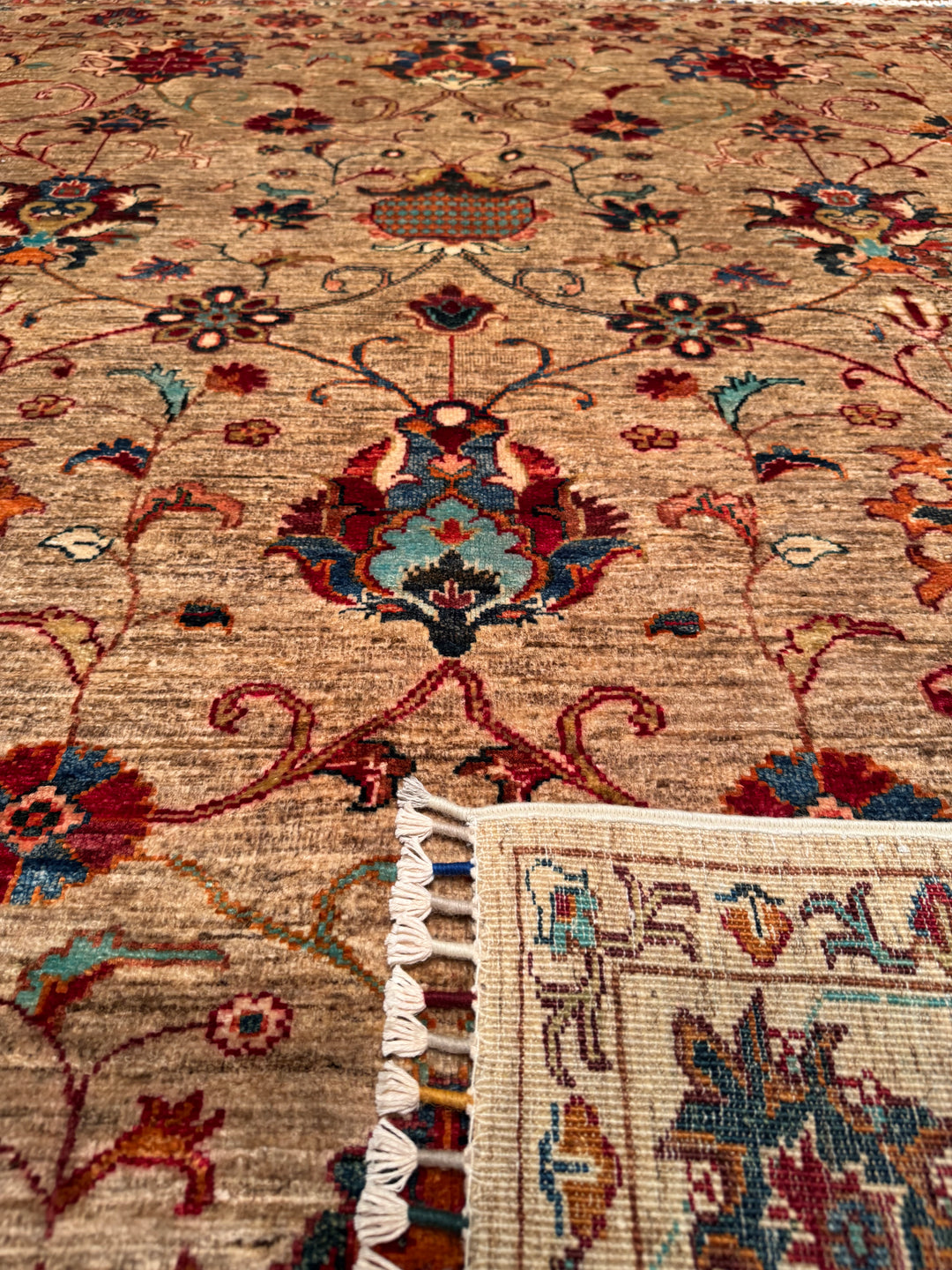 Sultani Binbirgece Original Hand Woven Beige Vegetable Dyed Wool Carpet 173x233 4.03 Square Meters - 5x6 ft