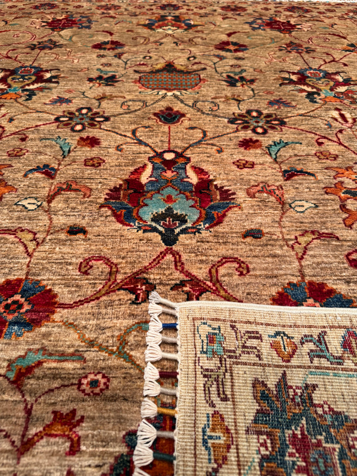 Sultani Binbirgece Original Hand Woven Beige Vegetable Dyed Wool Carpet 173x233 4.03 Square Meters - 5x6 ft