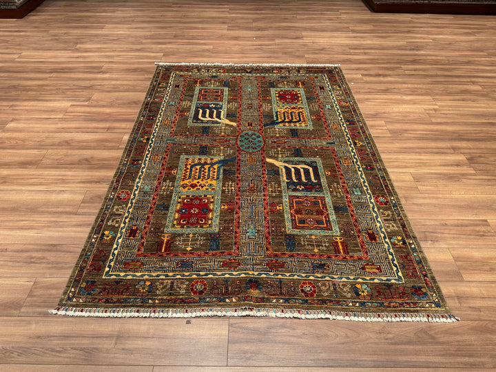 Veziri Original Hand Woven Beige Vegetable Dyed Wool Carpet 170x238 4.05 Square Meters - 6x8 ft