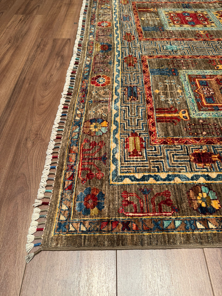 Veziri Original Hand Woven Beige Vegetable Dyed Wool Carpet 170x238 4.05 Square Meters - 6x8 ft