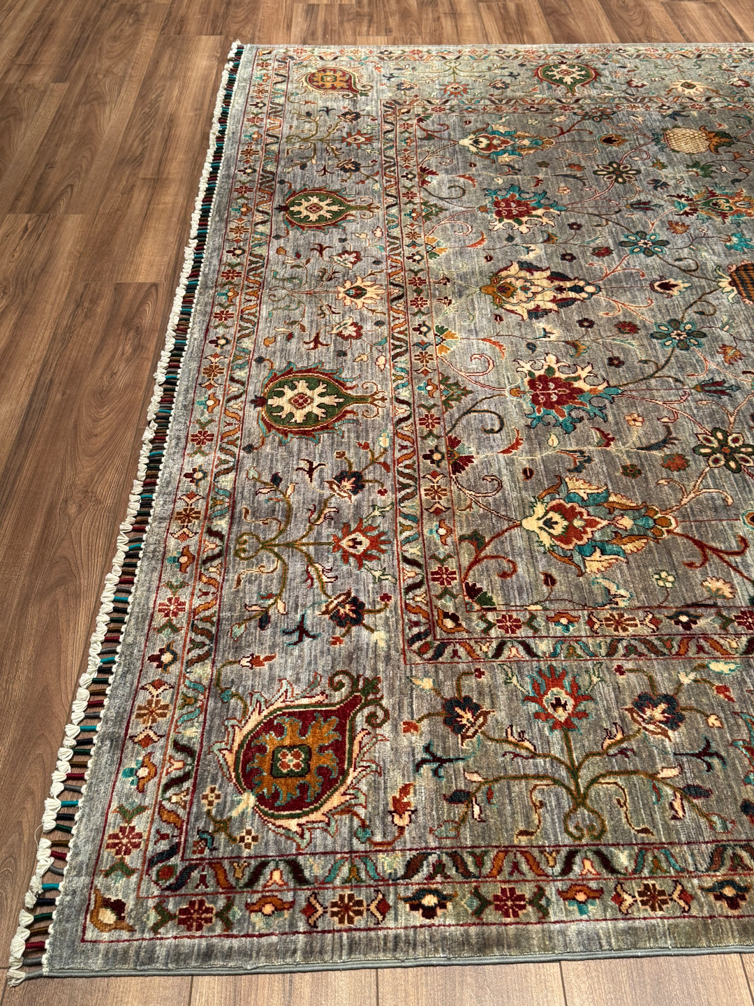 Sultani Binbirgece Orijinal El Dokuması Gri Kök Boya Yün Halı 266x359 9.55 Metrekare - 9x12 ft