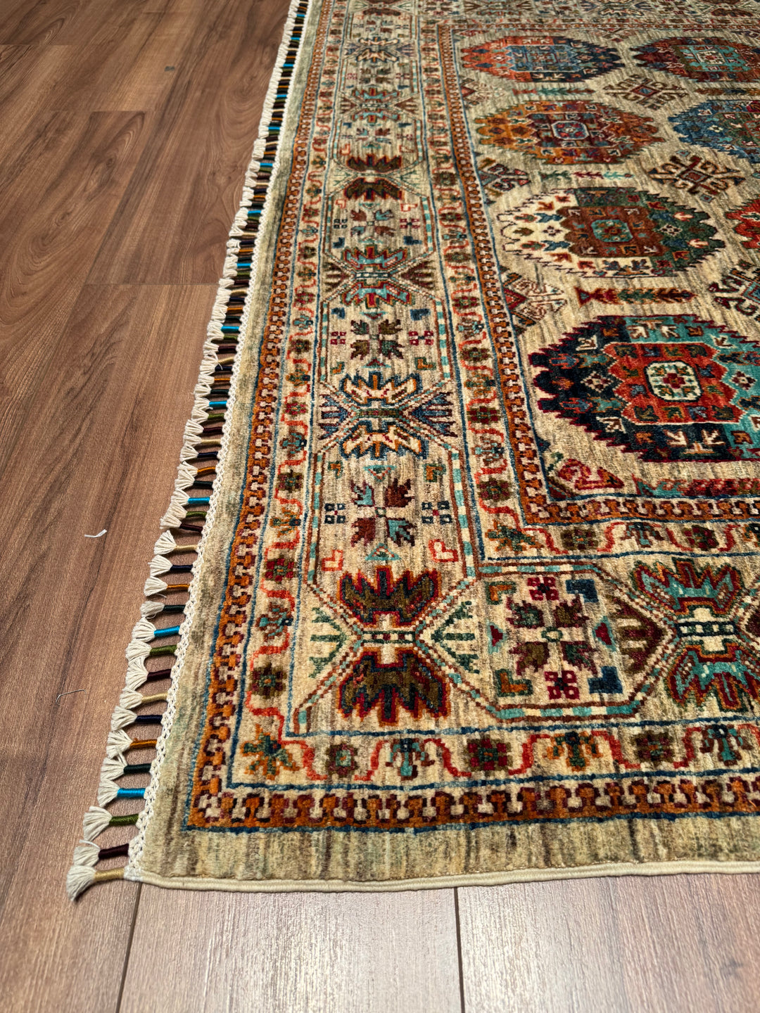 Veziri Original Hand Woven Beige Vegetable Dyed Wool Carpet 173x239 4.13 Square Meters - 6x8 ft