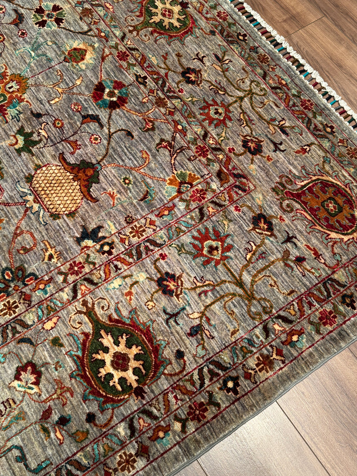 Sultani Binbirgece Orijinal El Dokuması Gri Kök Boya Yün Halı 266x359 9.55 Metrekare - 9x12 ft