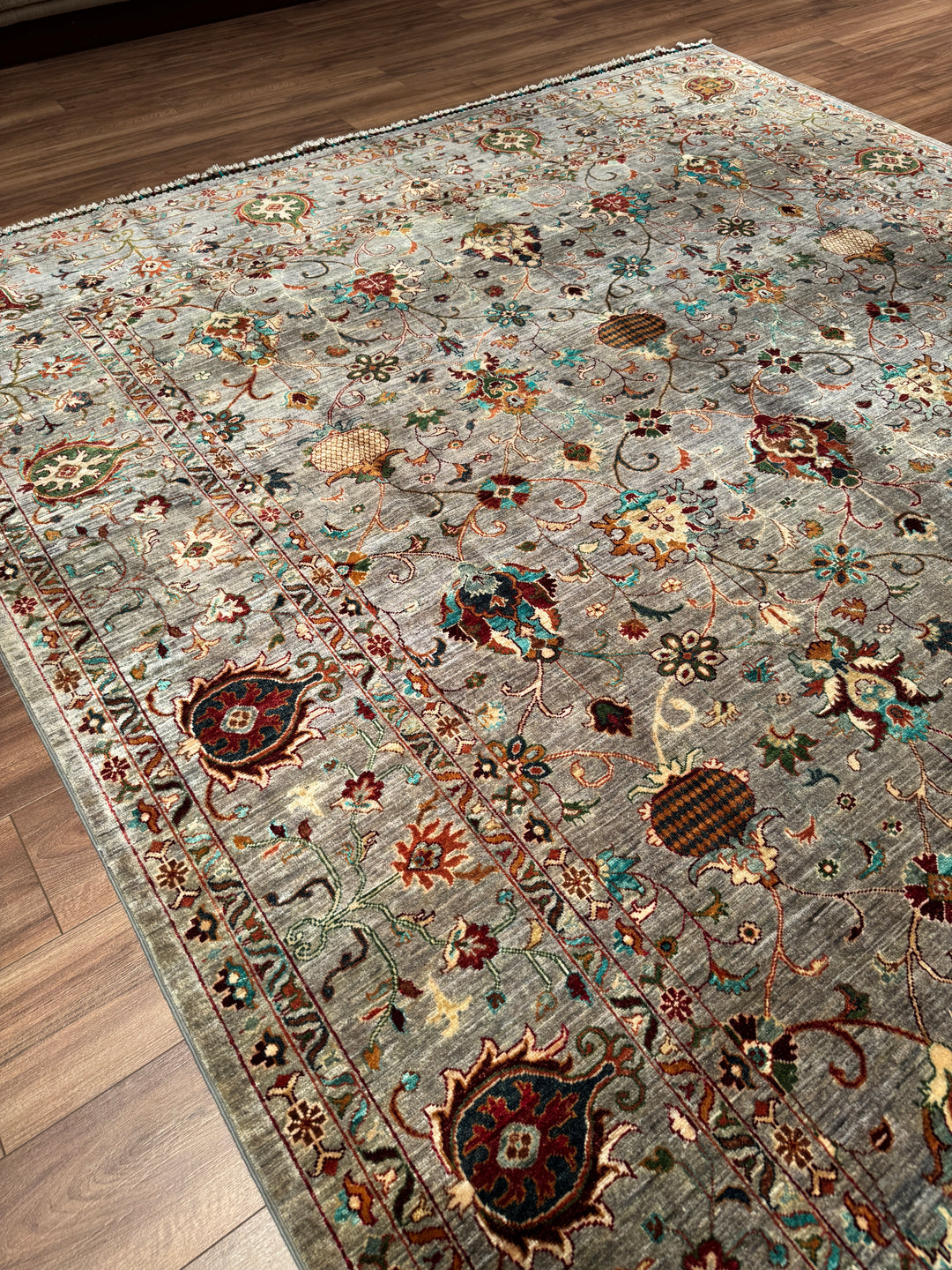 Sultani Binbirgece Orijinal El Dokuması Gri Kök Boya Yün Halı 266x359 9.55 Metrekare - 9x12 ft