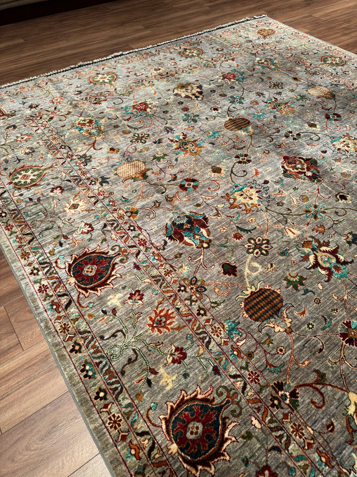 Sultani Binbirgece Orijinal El Dokuması Gri Kök Boya Yün Halı 266x359 9.55 Metrekare - 9x12 ft