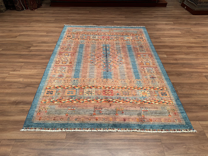 Khorjin Original Hand Woven Blue Vegetable Dyed Wool Carpet 174x236 4.11 Square Meters - 6x9 ft