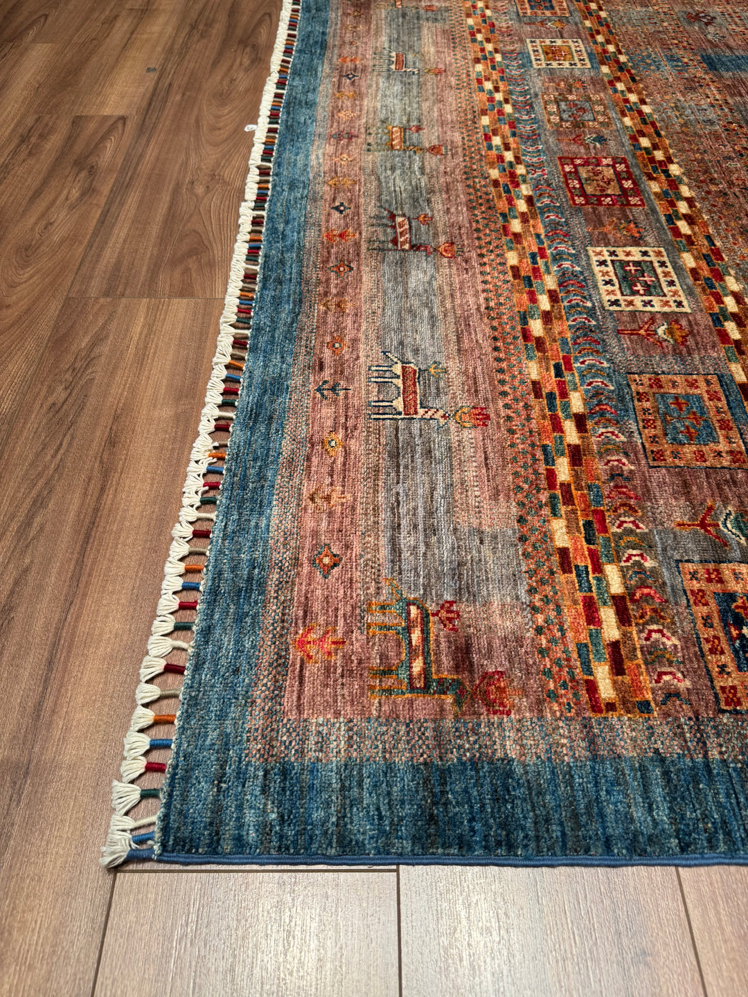 Khorjin Original Hand Woven Blue Vegetable Dyed Wool Carpet 174x236 4.11 Square Meters - 6x9 ft