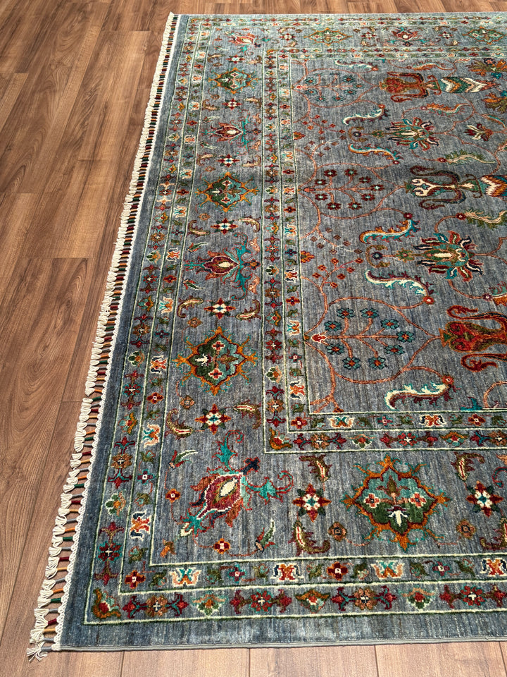 Sultani Binbirgece Orijinal El Dokuması Gri Kök Boya Yün Halı 247x347 8.57 Metrekare - 9x12 ft