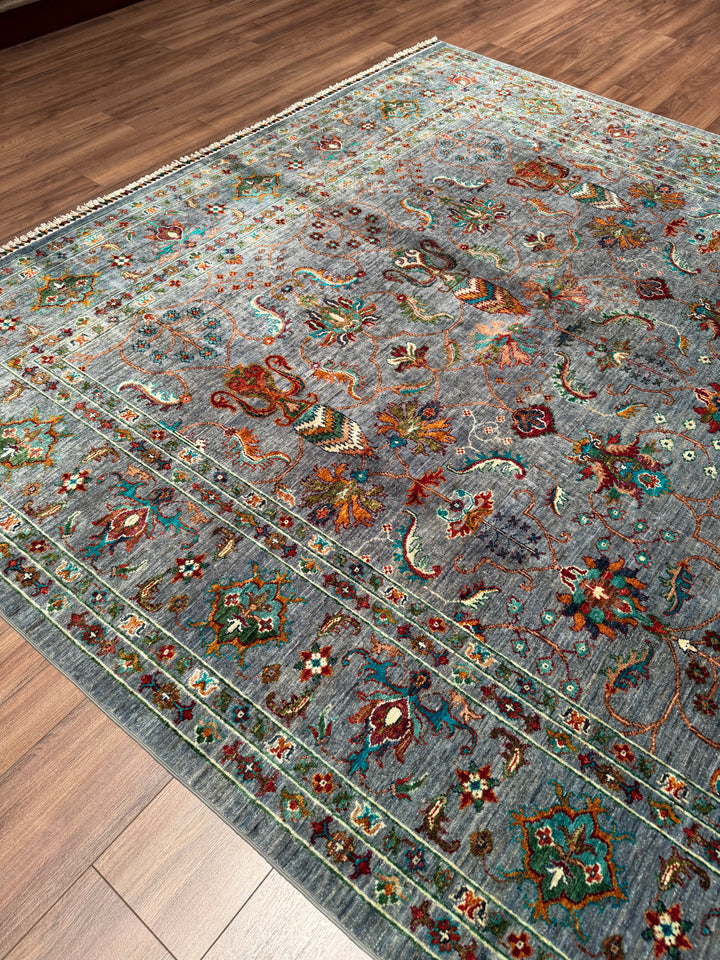 Sultani Binbirgece Orijinal El Dokuması Gri Kök Boya Yün Halı 247x347 8.57 Metrekare - 9x12 ft