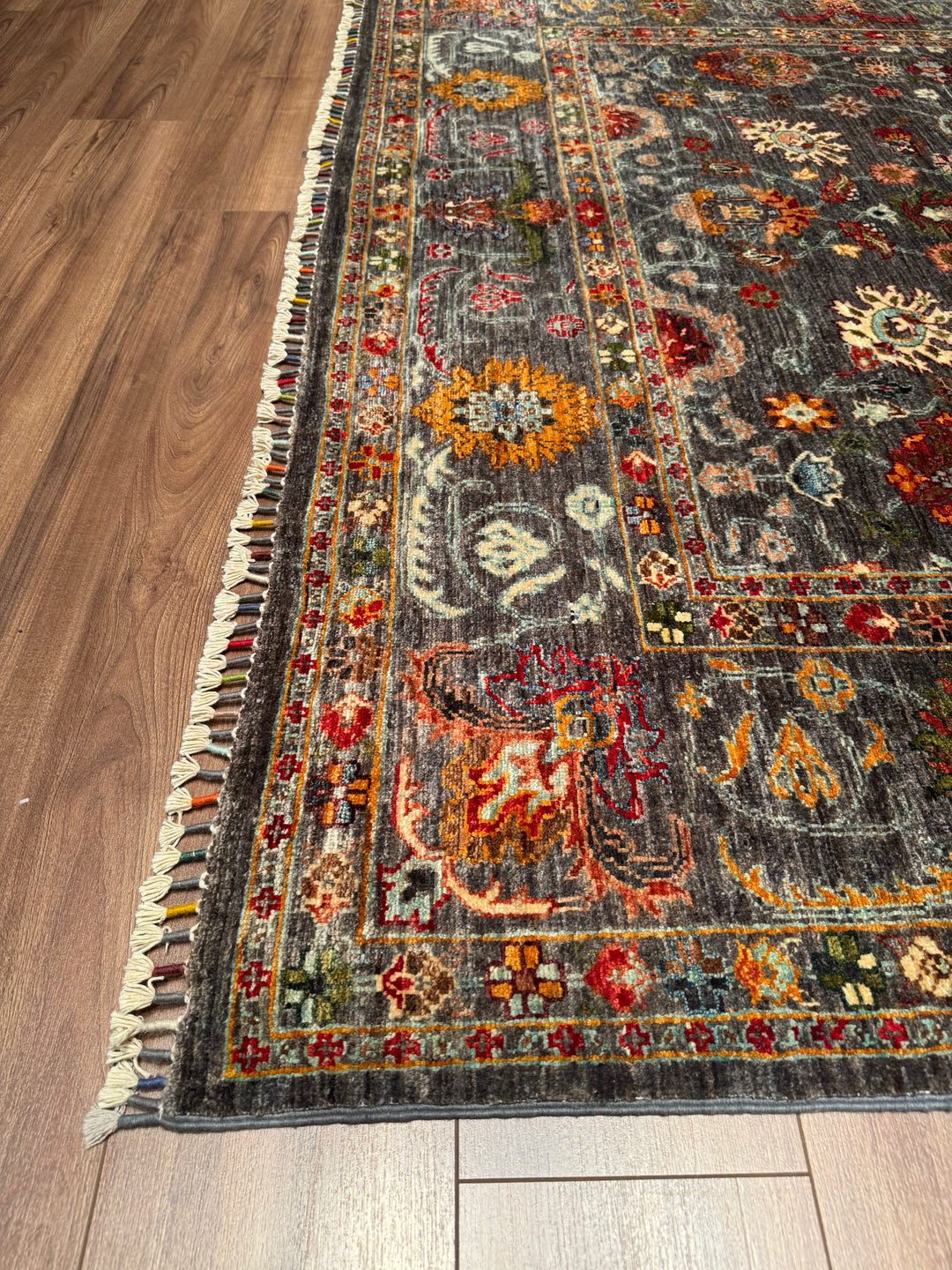 Sultani Binbirgece Original Hand Woven Gray Vegetable Dyed Wool Carpet 209x299 6.25 Square Meters - 5x6 ft