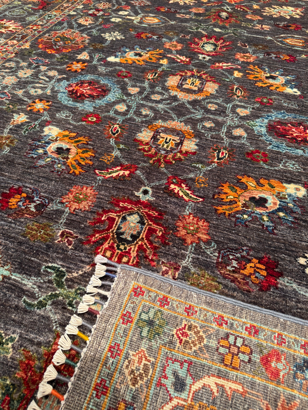 Sultani Binbirgece Original Hand Woven Gray Vegetable Dyed Wool Carpet 209x299 6.25 Square Meters - 5x6 ft