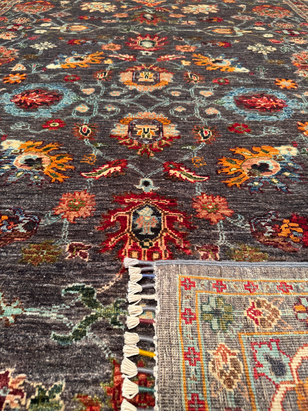 Sultani Binbirgece Original Hand Woven Gray Vegetable Dyed Wool Carpet 209x299 6.25 Square Meters - 5x6 ft