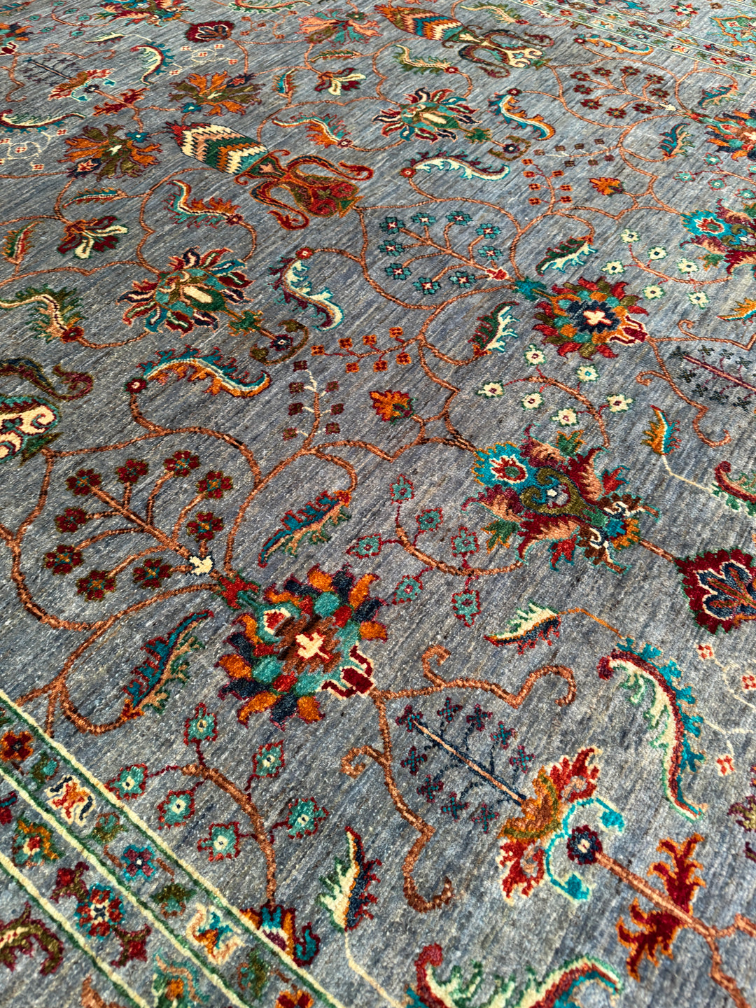 Sultani Binbirgece Orijinal El Dokuması Gri Kök Boya Yün Halı 247x347 8.57 Metrekare - 9x12 ft