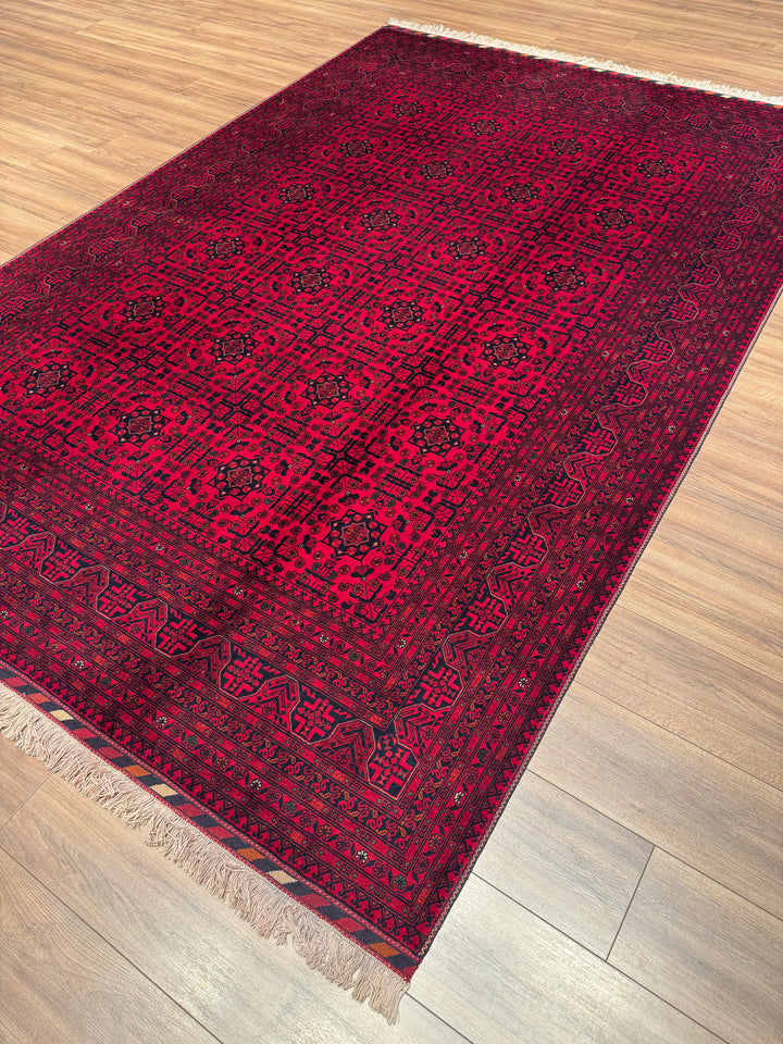 Afgan Halısı Bilcik Orijinal El Dokuması Kök Boya Yün 201x297 5.97 Metrekare - 7x10 ft