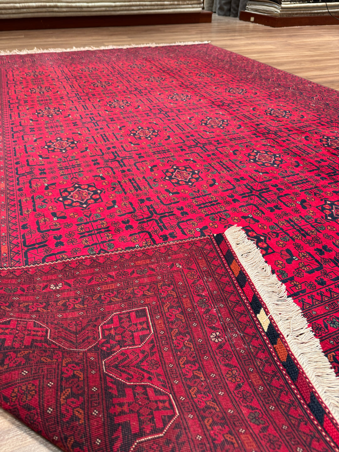 Afgan Halısı Bilcik Orijinal El Dokuması Kök Boya Yün 201x297 5.97 Metrekare - 7x10 ft