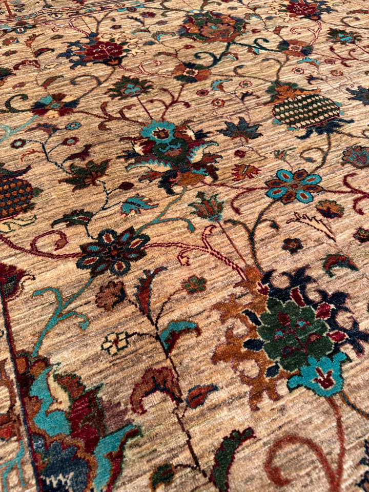 Sultani Binbirgece Original Hand-Woven Beige Vegetable Dyed Wool Carpet 209x298 6.23 Square Meters - 7x10 ft