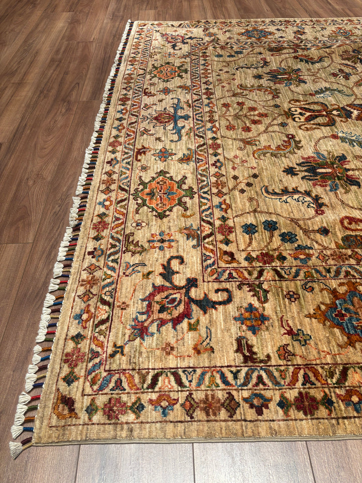 Sultani Binbirgece Orijinal El Dokuması Bej Kök Boya Yün Halı 209x308 6.44 Metrekare - 7x10 ft