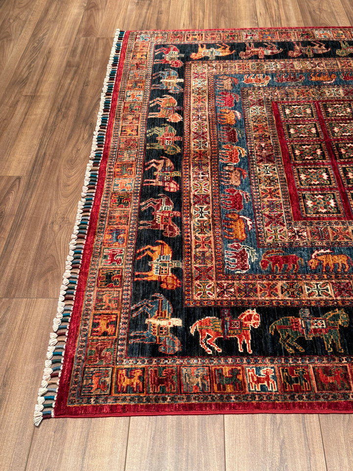 Pazırık Orijinal El Dokuması Multi Kök Boya Yün Halı 170x265 4.51 Metrekare - 5x8 ft