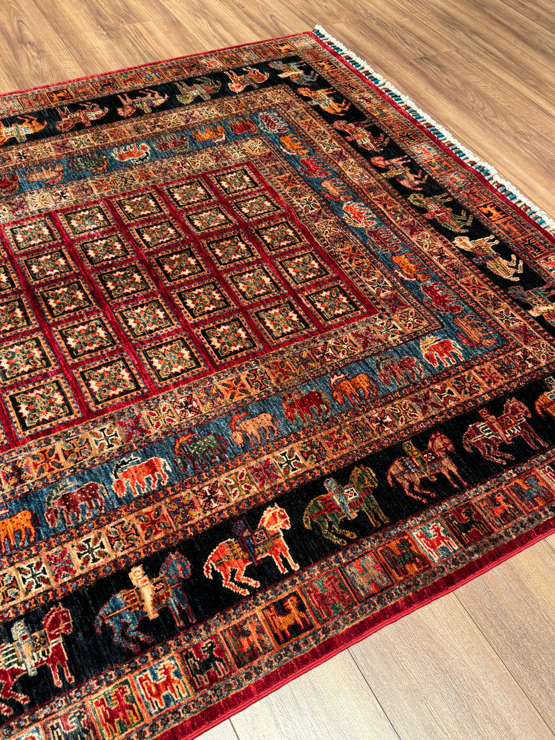 Pazırık Orijinal El Dokuması Multi Kök Boya Yün Halı 170x265 4.51 Metrekare - 5x8 ft