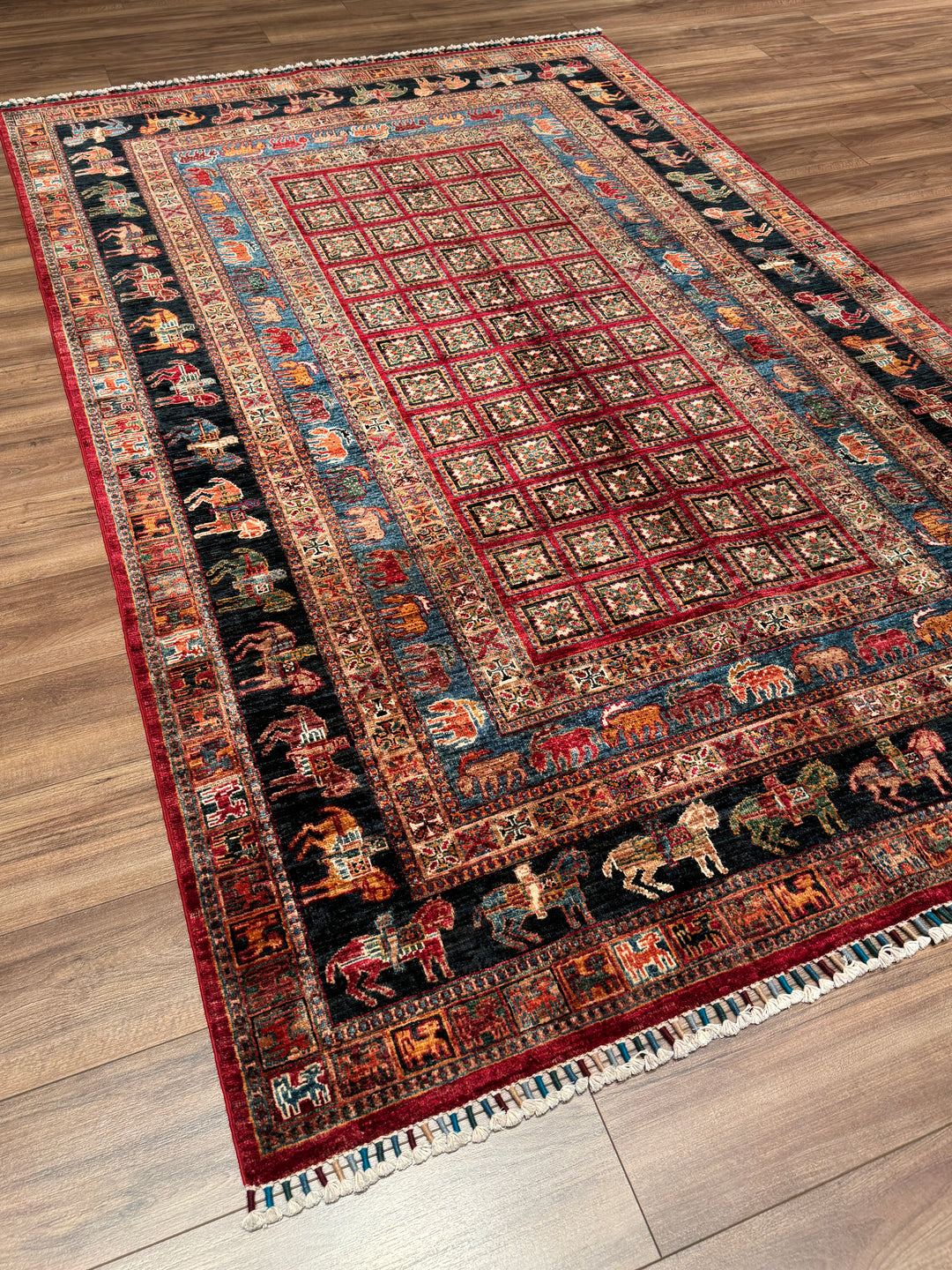 Pazırık Orijinal El Dokuması Multi Kök Boya Yün Halı 170x265 4.51 Metrekare - 5x8 ft