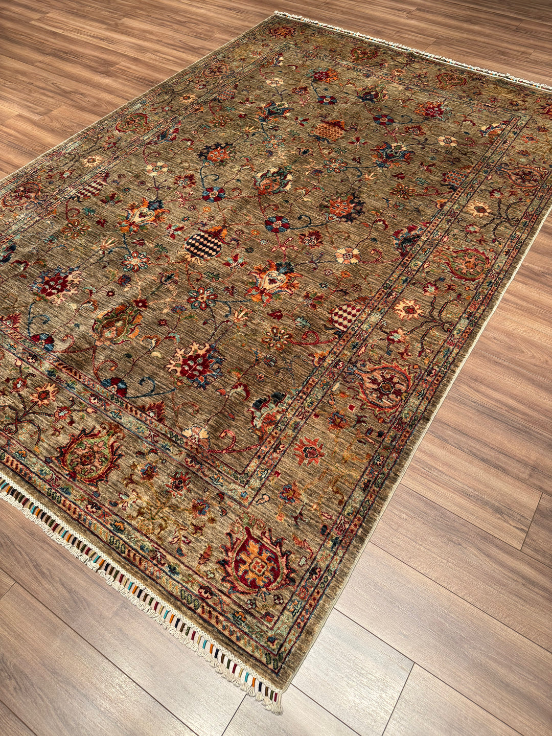 Sultani Binbirgece Original Hand-Woven Brown Vegetable Dyed Wool Carpet 207x302 6.25 Square Meters - 7x10 ft