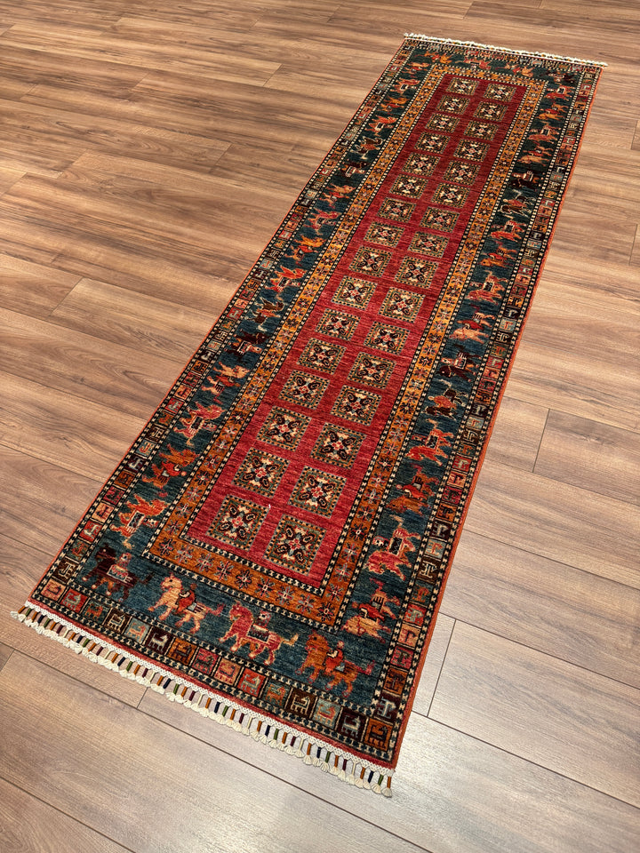 Pazırık Yolluk Orijinal El Dokuması Multi Kök Boya Yün Halı 0.79x255 2.01 Metrekare - 2x8 ft