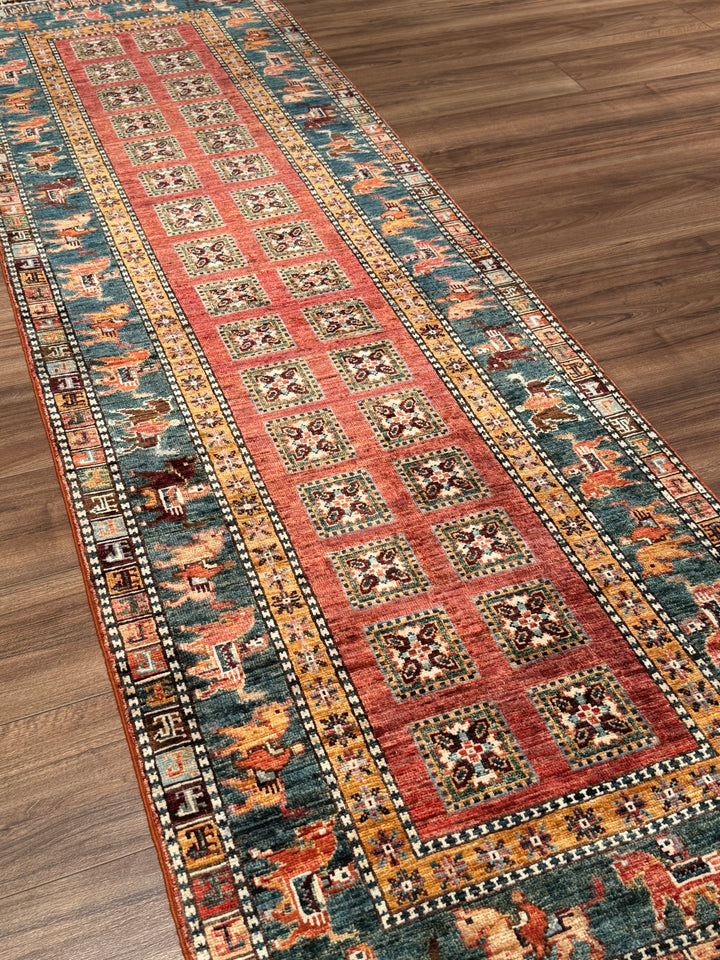 Pazırık Yolluk Orijinal El Dokuması Multi Kök Boya Yün Halı 0.79x255 2.01 Metrekare - 2x8 ft