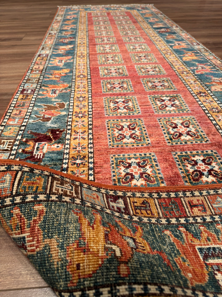 Pazırık Yolluk Orijinal El Dokuması Multi Kök Boya Yün Halı 0.79x255 2.01 Metrekare - 2x8 ft