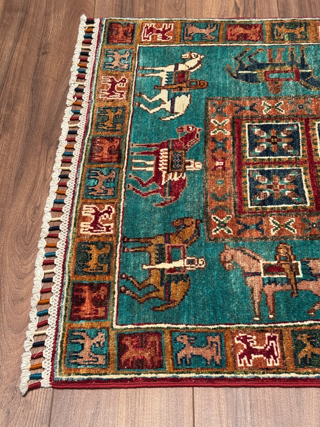 Pazırık Yolluk Orijinal El Dokuması Multi Kök Boya Yün Halı 0.79x296 2.34 Metrekare - 2x10  ft