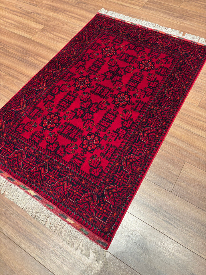 Afgan Halısı Bilcik Orijinal El Dokuması Kök Boya Yün 0.98x148 1.45 Metrekare - 3x5 ft