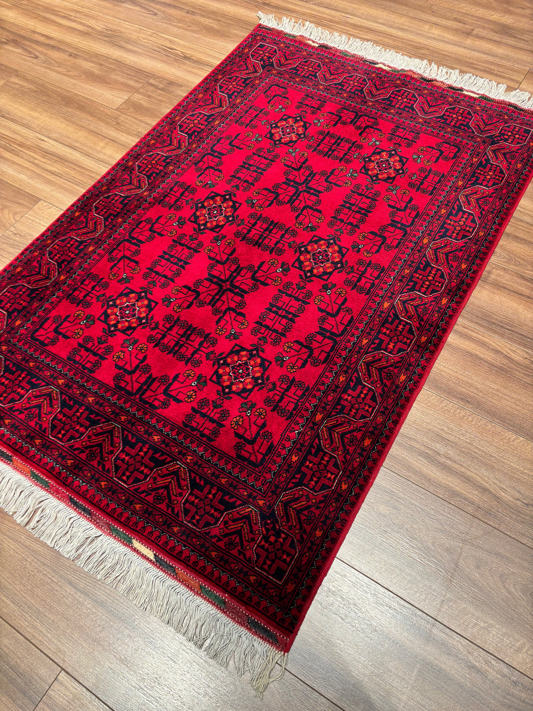Afgan Halısı Bilcik Orijinal El Dokuması Kök Boya Yün 0.98x148 1.45 Metrekare - 3x5 ft