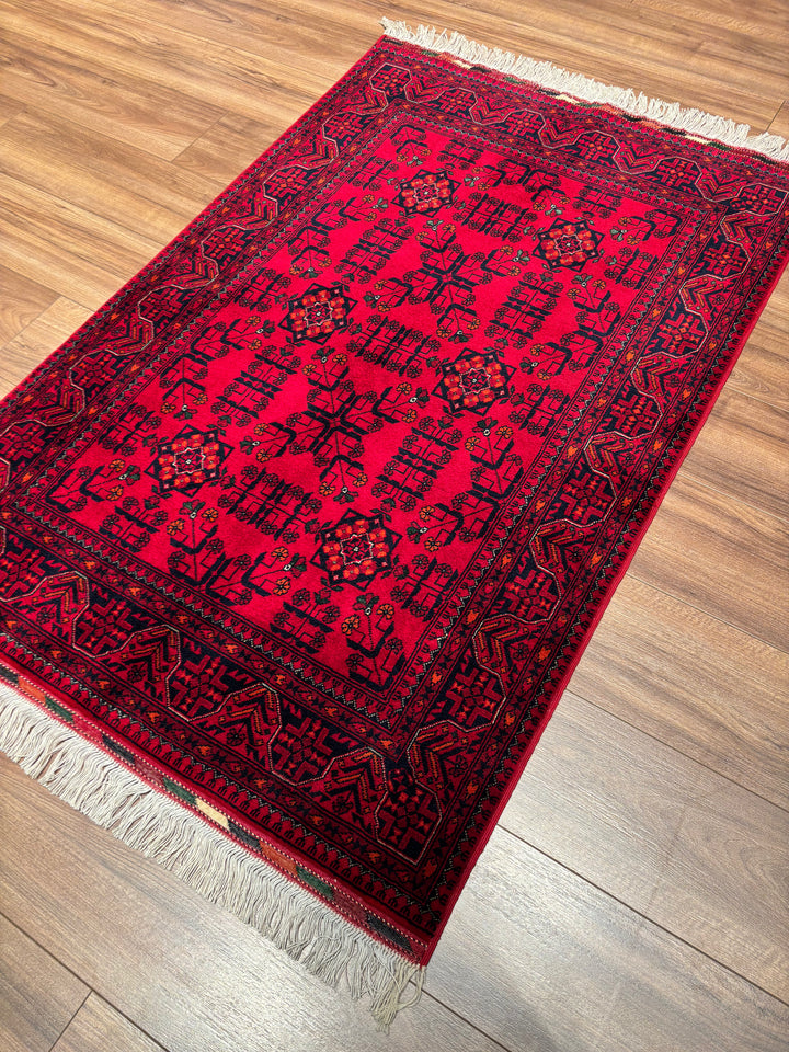 Afgan Halısı Bilcik Orijinal El Dokuması Kök Boya Yün 0.98x148 1.45 Metrekare - 3x5 ft