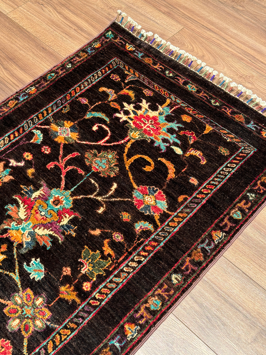 Sultani Binbirgece Yolluk Orijinal El Dokuması Kahverengi Kök Boya Yün Halı 0.77x250 1.93 Metrekare - 2x8 ft