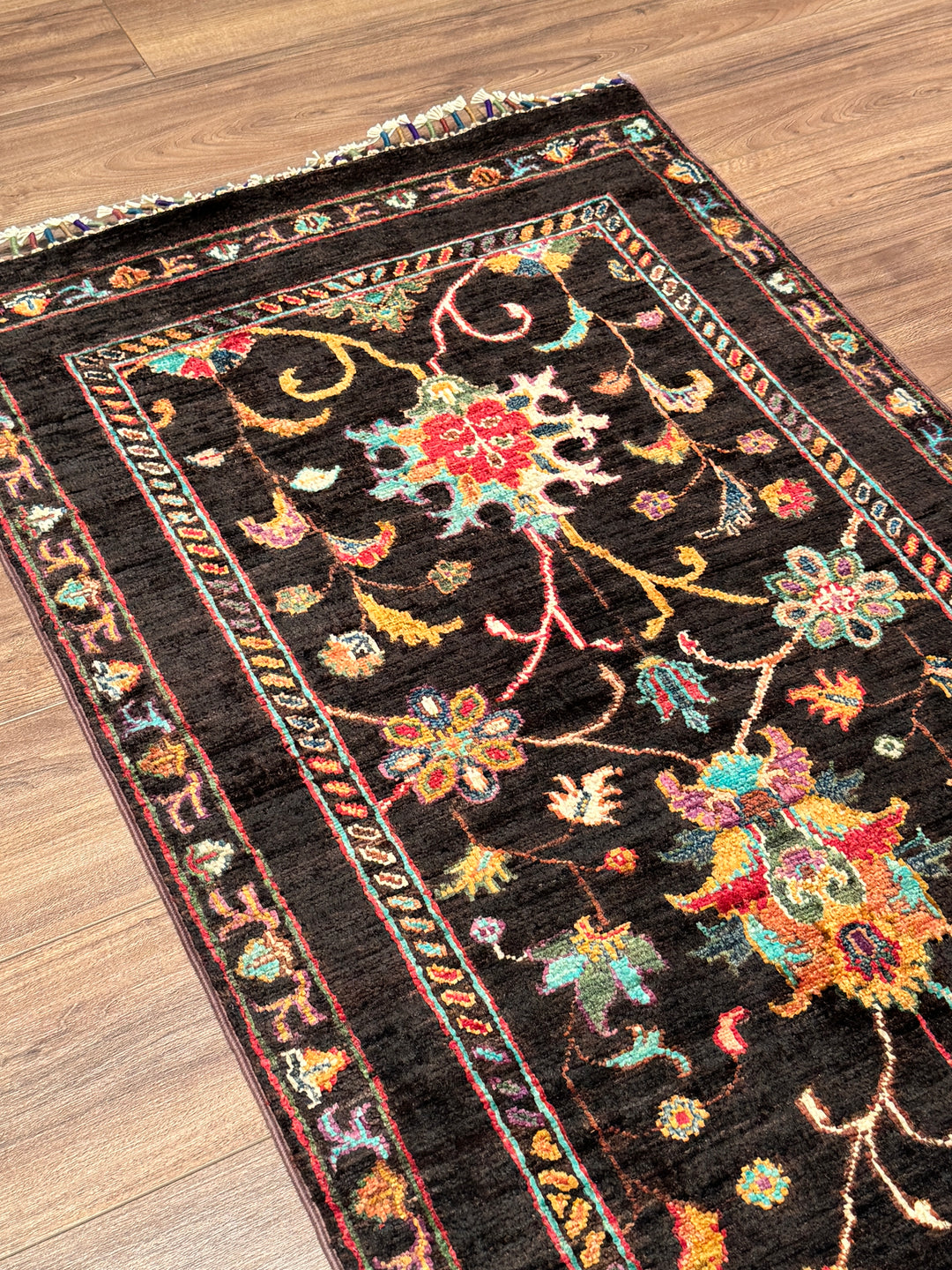 Sultani Binbirgece Yolluk Orijinal El Dokuması Kahverengi Kök Boya Yün Halı 0.77x250 1.93 Metrekare - 2x8 ft
