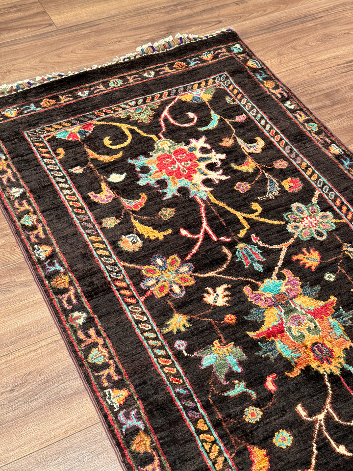 Sultani Binbirgece Yolluk Orijinal El Dokuması Kahverengi Kök Boya Yün Halı 0.77x250 1.93 Metrekare - 2x8 ft