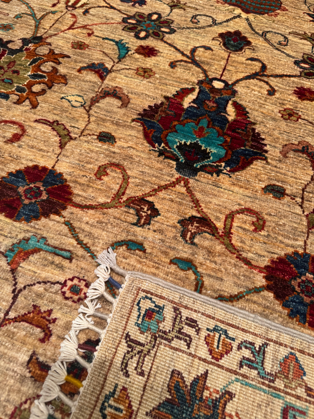 Sultani Binbirgece Original Hand Woven Beige Vegetable Dyed Wool Carpet 170x241 4.10 Square Meters - 5x6 ft