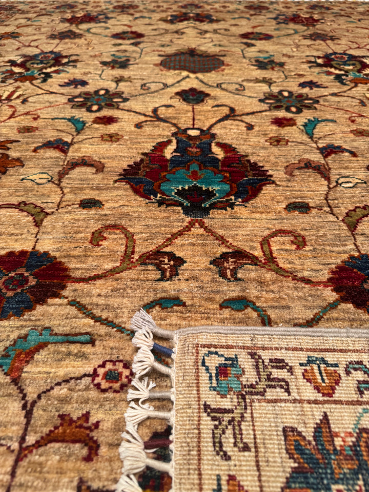 Sultani Binbirgece Original Hand Woven Beige Vegetable Dyed Wool Carpet 170x241 4.10 Square Meters - 5x6 ft