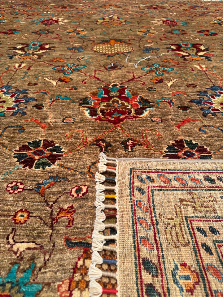 Sultani Binbirgece Original Hand Woven Brown Vegetable Dyed Wool Carpet 248x295 7.32 Square Meters - 8x10ft