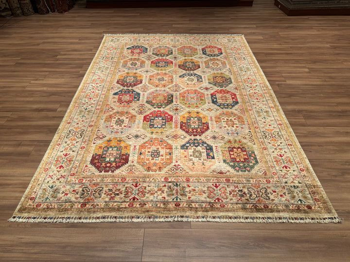 Veziri Original Hand Woven Beige Vegetable Dyed Wool Carpet 209x301 6.29 Square Meters - 8x10 ft