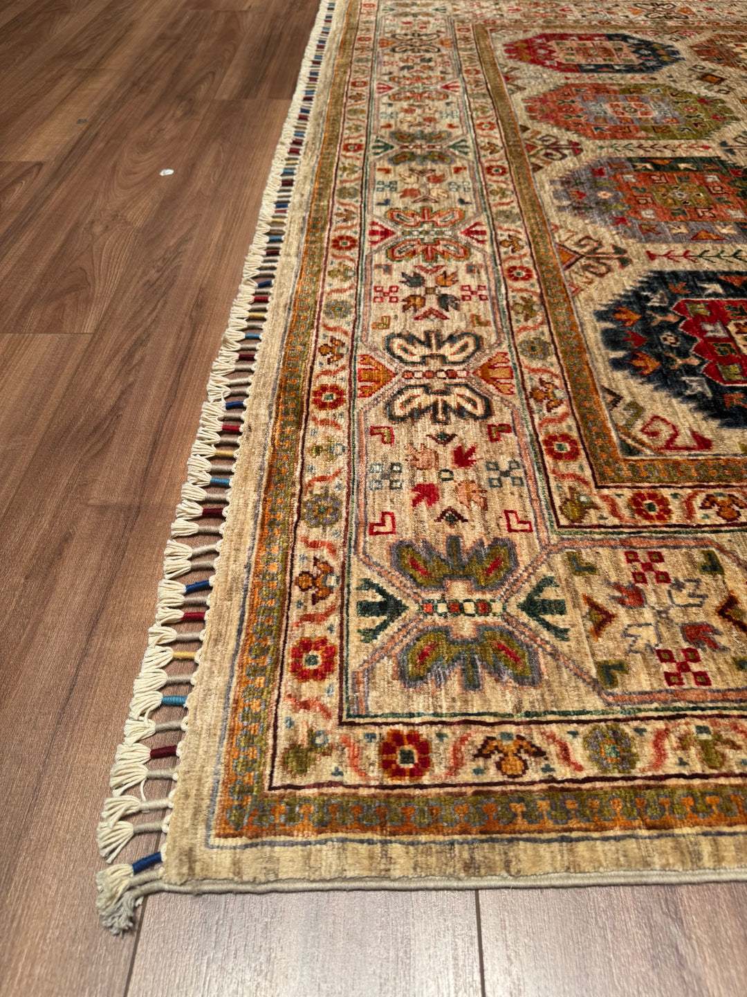 Veziri Original Hand Woven Beige Vegetable Dyed Wool Carpet 209x301 6.29 Square Meters - 8x10 ft