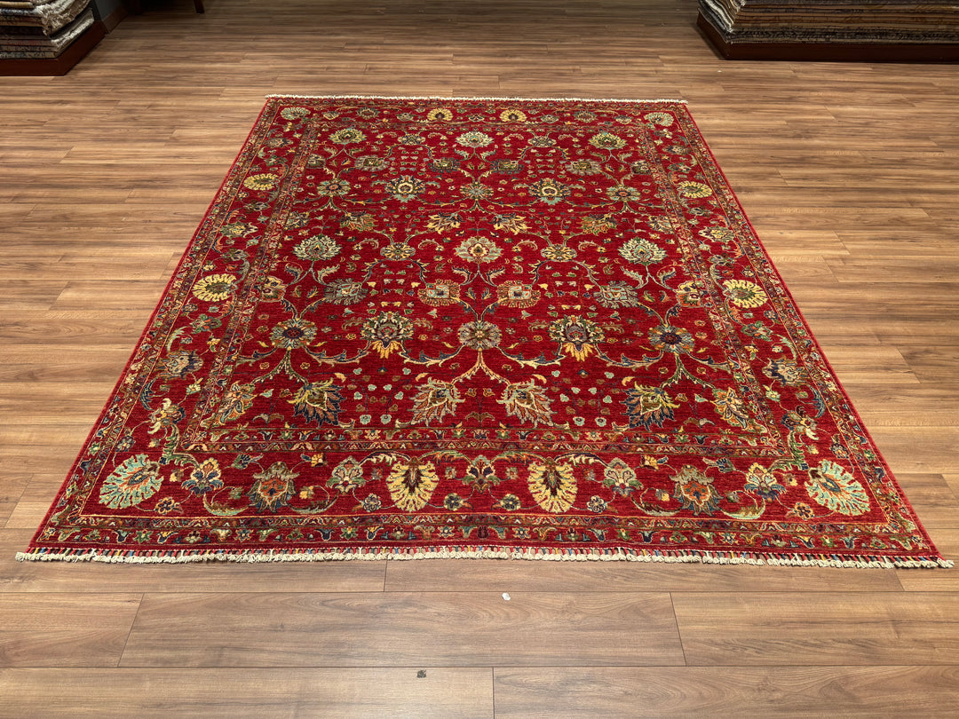 Sultani Binbirgece Original Hand Woven Red Vegetable Dyed Wool Carpet 250x296 7.4 Square Meters - 8x10 ft