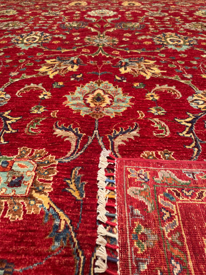 Sultani Binbirgece Original Hand Woven Red Vegetable Dyed Wool Carpet 250x296 7.4 Square Meters - 8x10 ft