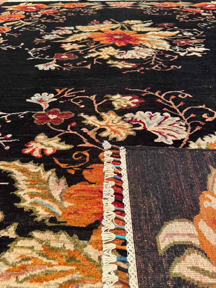 Karabakh Original Hand Woven Black Vegetable Dyed Wool Carpet 210x290 6.09 Square Meters - 7x9 ft