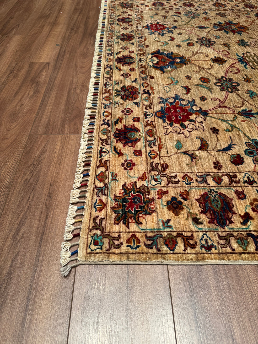 Sultani Binbirgece Original Hand Woven Beige Vegetable Dyed Wool Carpet 179x232 4.15 Square Meters - 6x7 ft